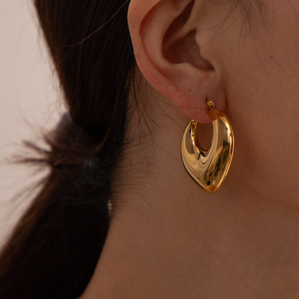 18k Gold Plated Geometric Heart-Shaped Earrings