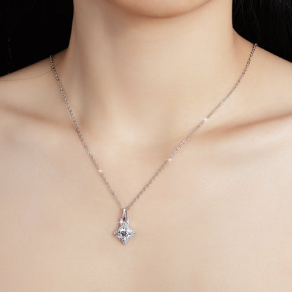 Korean Inspired 1 Carat Inlaid Moissanite Pendant set in 18K White Gold Plated 925 Silver (GRA) Capella Jewellery
