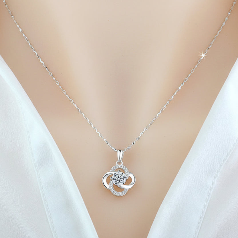 Lucky Charm 1 Carat Natural Zircon Charm Necklace set in 18K Gold plated 925 Silver