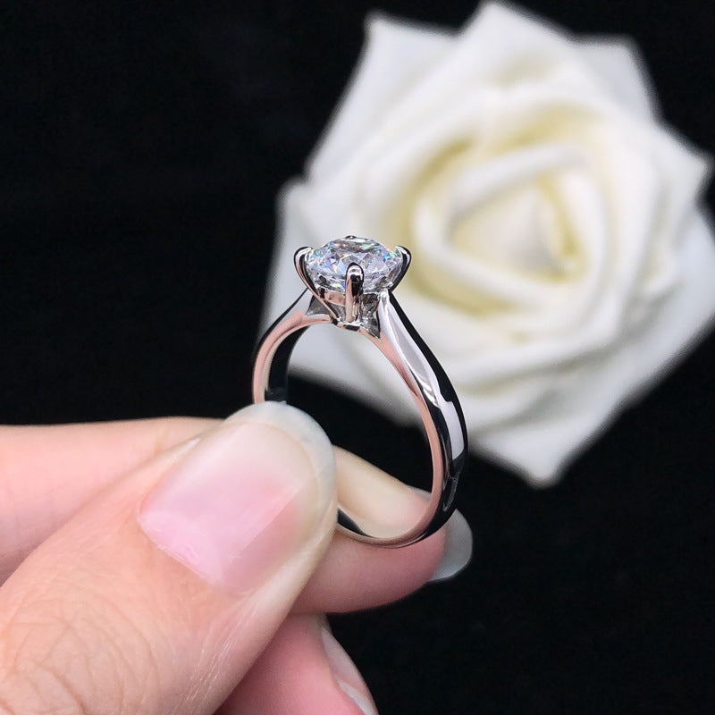 French Four-Claw Solitaire Ring 2 Carat Natural Zircon Gemstone set in Platinum plated 925 Silver Capella Jewellery