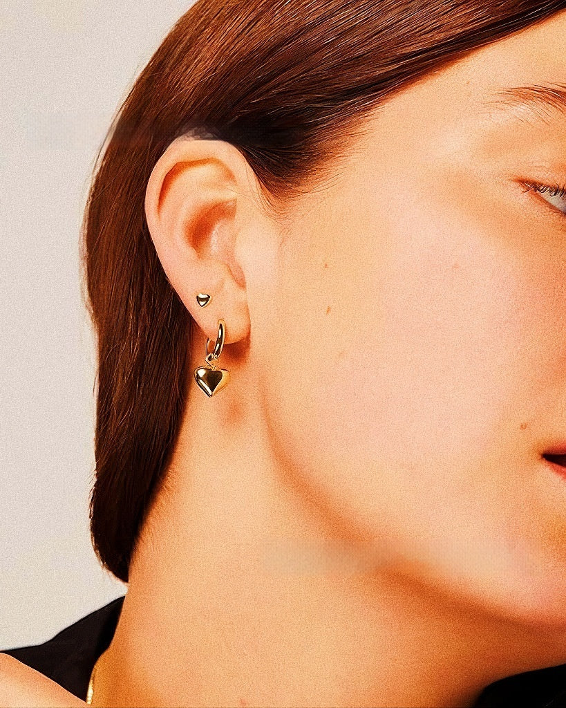 18K Gold Plated Simple Love Pendant Earrings