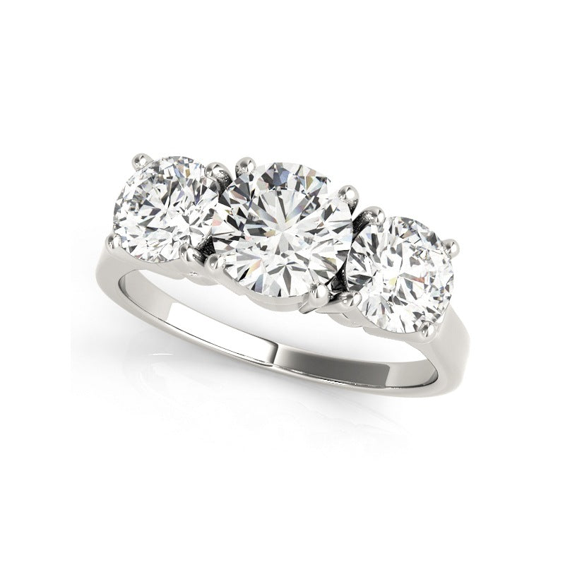 Three In A Row 2.6 Carat Moissanite Diamonds set in S925 Sterling Silver Ring