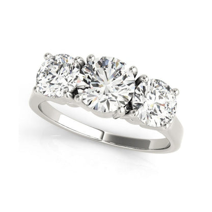 Italian Three In A Row Design 2.6 Carat Moissanite Ring set in 18K White Gold Plated 925 Silver (GRA) Capella Jewellery