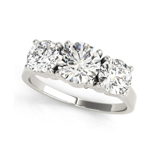 Italian Three In A Row Design 2.6 Carat Moissanite Diamond Ring set in 18K White Gold Plated 925 Silver (GRA)
