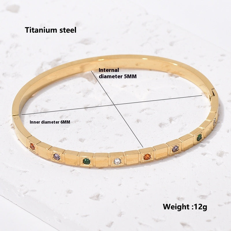 18K Gold Plated Bracelet with Diamond in Beautiful Geometric Korean Style