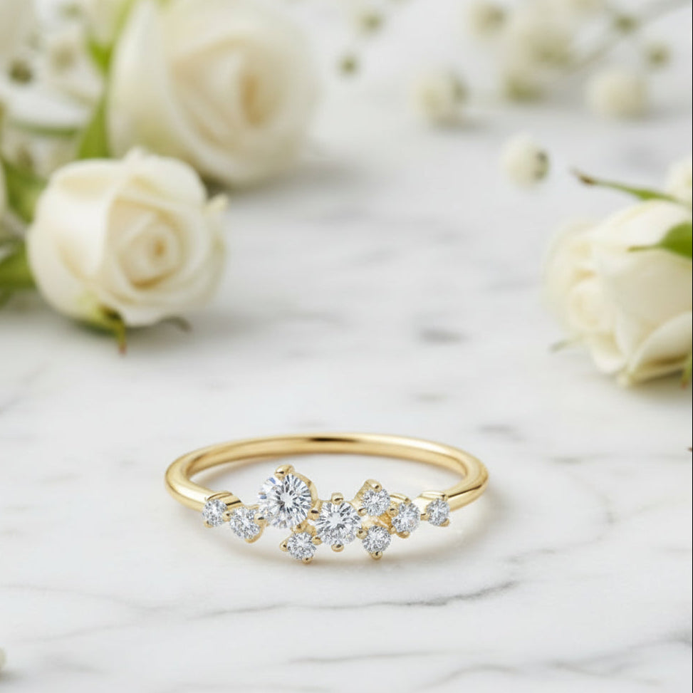 Constellation Stars 0.3 Carat Moissanite Diamond Ring set in 18K White Gold Plated 925 Silver (GRA)