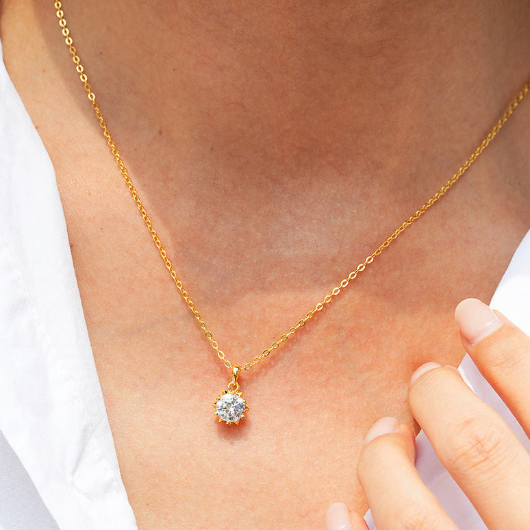 Starry Night 1 Carat Moissanite Diamond Pendant set in 18K Gold Plated 925 Silver (GRA)