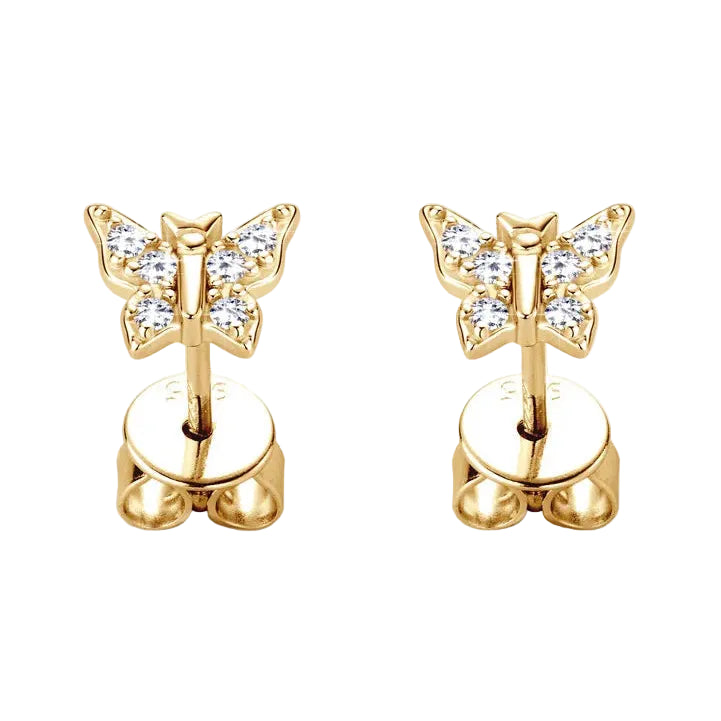 French Butterfly Design Micro Inlay Moissanite Earrings set in Platinum Plated 925 Silver (GRA) Capella Reya pic 7