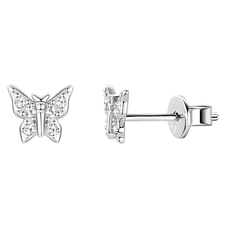 French Butterfly Design Micro Inlay Moissanite Earrings set in Platinum Plated 925 Silver (GRA) Capella Reya pic 8