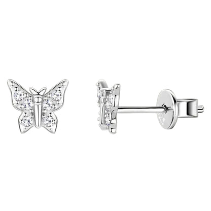 French Butterfly Design Micro Inlay Moissanite Earrings set in Platinum Plated 925 Silver (GRA) Capella Reya pic 8