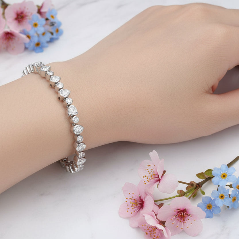 American Design Tennis Bracelet Natural Zircon set in 14K Gold Plated 925 Silver
