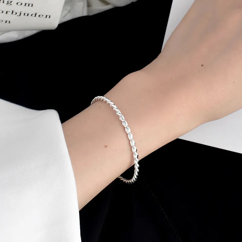 European Temperamental Twist Design Bracelet set in 18K White Gold Plated 925 Sterling Silver Capella Jewellery
