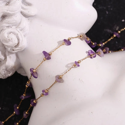 French Summer Purple Amethyst Handcrafted Necklace and Bracelet set in 18K Gold Plating Capella Jewellery