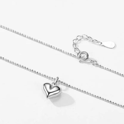 Elegant Love Heart Design Silver Pendant Bead Necklace Set in 18K White Gold Plated 925 Silver Capella Jewellery