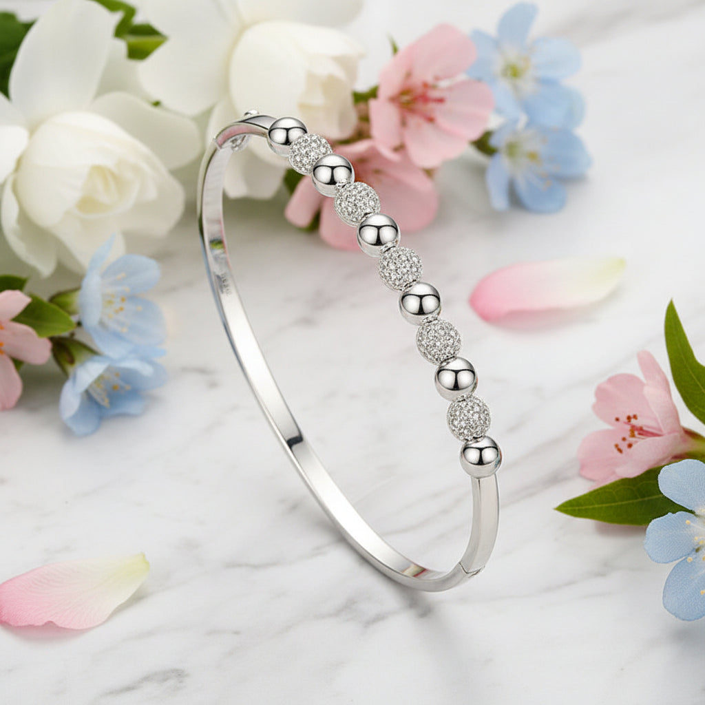 Eleven Ball Micro Pavé Inlaid Natural Zircon Gemstone Bracelet set in 925 Sterling Silver