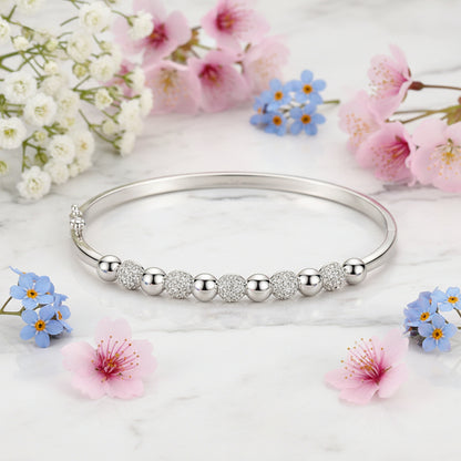 Eleven Ball Pavé Inlaid Natural Zircon Gemstone Bracelet set in 18K White Gold Plated 925 Silver Capella Jewellery