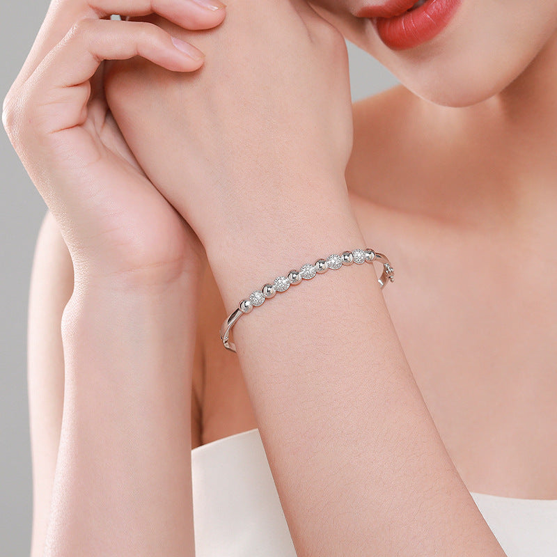 Eleven Ball Micro Pavé Inlaid Natural Zircon Gemstone Bracelet set in 925 Sterling Silver