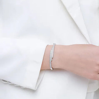 French Four Row Micro Pavé Natural Zircon Gemstone Bracelet set in Platinum Plated 925 Silver Capella Jewellery