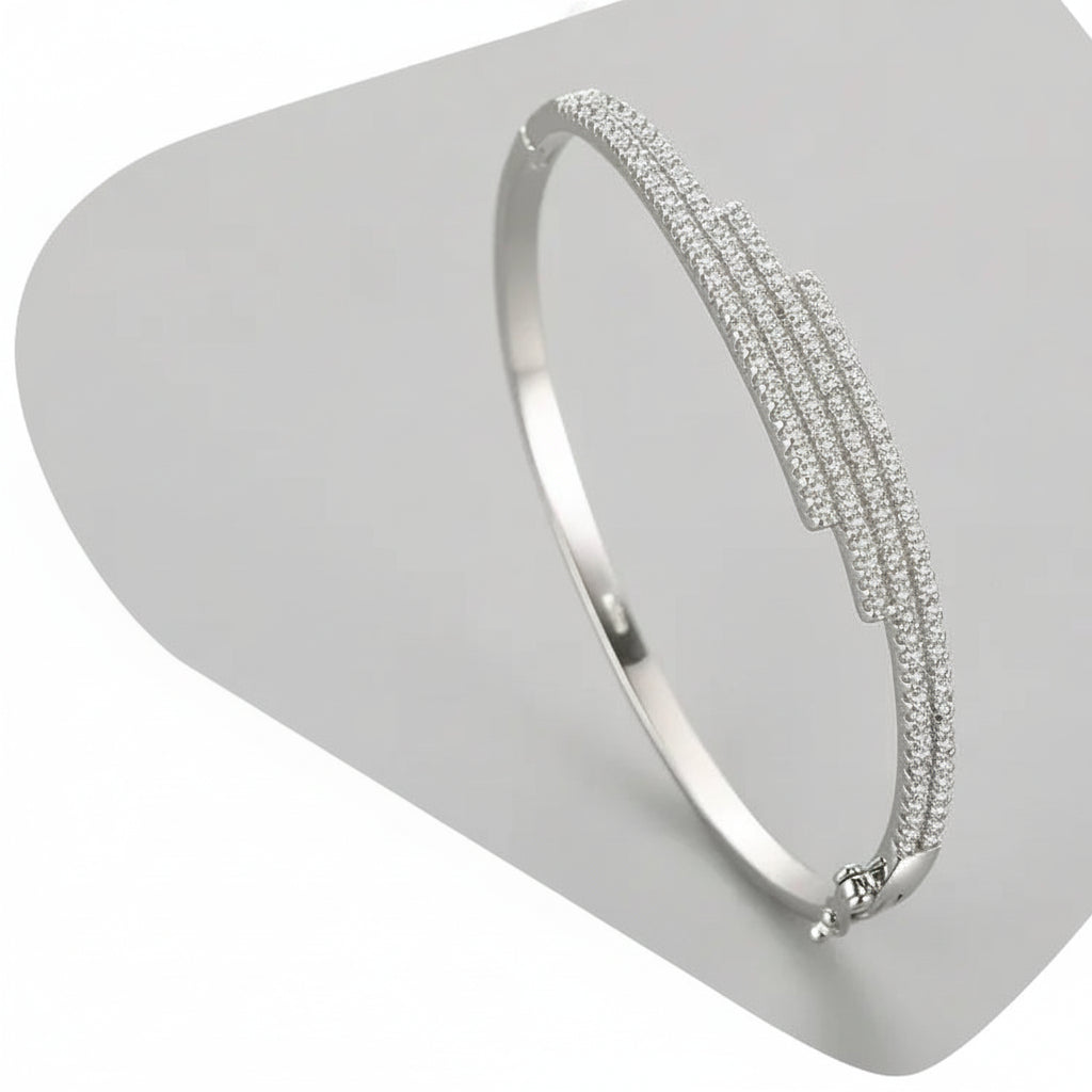 French Four Row Micro Pavé Natural Zircon Gemstone Bracelet set in Platinum Plated 925 Silver Capella Jewellery
