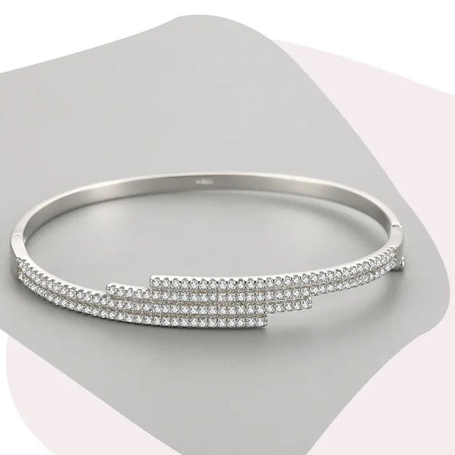 French Four Row Micro Pavé Natural Zircon Gemstone Bracelet set in Platinum Plated 925 Silver Capella Jewellery