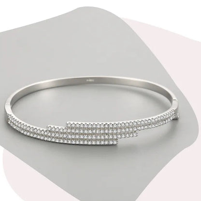 French Four Row Micro Pavé Natural Zircon Gemstone Bracelet set in Platinum Plated 925 Silver Capella Jewellery