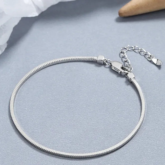 Vintage French Square Snake Bones Chain Bracelet set in Platinum Plated 925 Sterling Silver Capella Jewellery