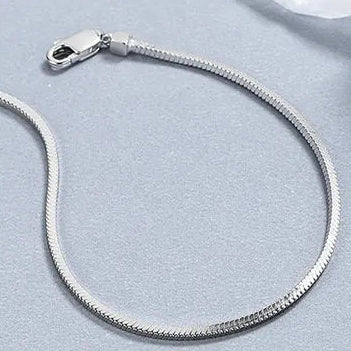 Vintage French Square Snake Bones Chain Bracelet set in Platinum Plated 925 Sterling Silver Capella Jewellery