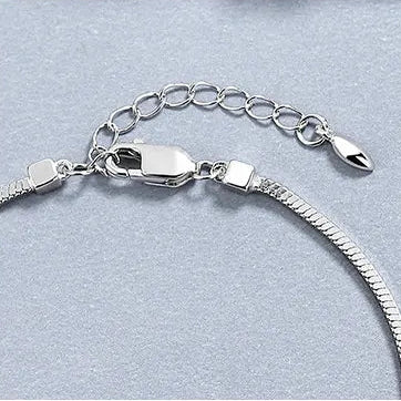 Vintage French Square Snake Bones Chain Bracelet set in Platinum Plated 925 Sterling Silver Capella Jewellery