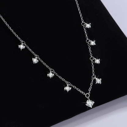 Classic French Tassel 1.1 Carat Moissanite Necklace set in Platinum Plated 925 Silver (GRA) Capella Jewellery