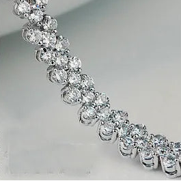 European Full Row Natural Zircon Gemstones Tennis Bracelet set in 18K White Gold Plated 925 Silver Capella Jewellery