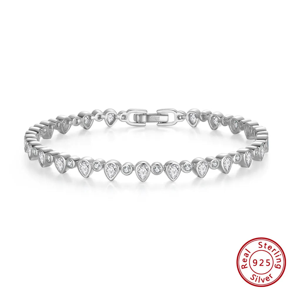 European Vintage Tennis Bracelet Design Natural Zircon Gemstone set in 18K Gold Plated 925 Silver Capella Jewellery