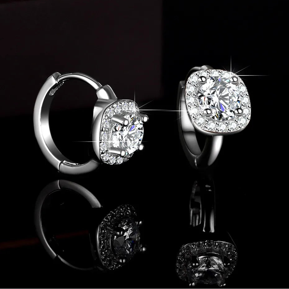 Beijing Modern Design 2 Carat Moissanite Earrings set in Platinum Plated 925 Silver (GRA) Capella Reya pic 6