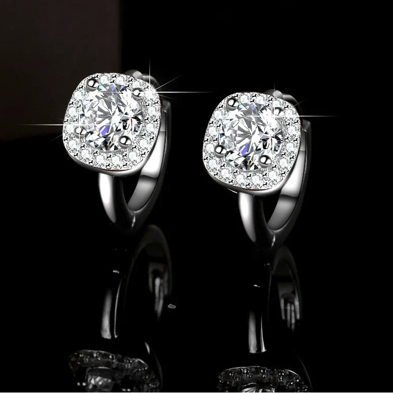 Beijing Modern Design 2 Carat Moissanite Earrings set in Platinum Plated 925 Silver (GRA) Capella Reya pic 7