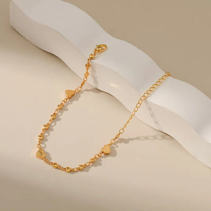 Romantic European Love Heart Inspired Chain Bracelet set in 18K Gold Plating Capella Jewellery