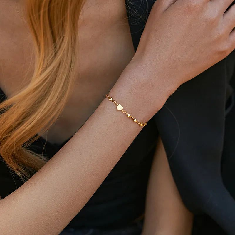 Romantic European Love Heart Inspired Chain Bracelet set in 18K Gold Plating Capella Jewellery