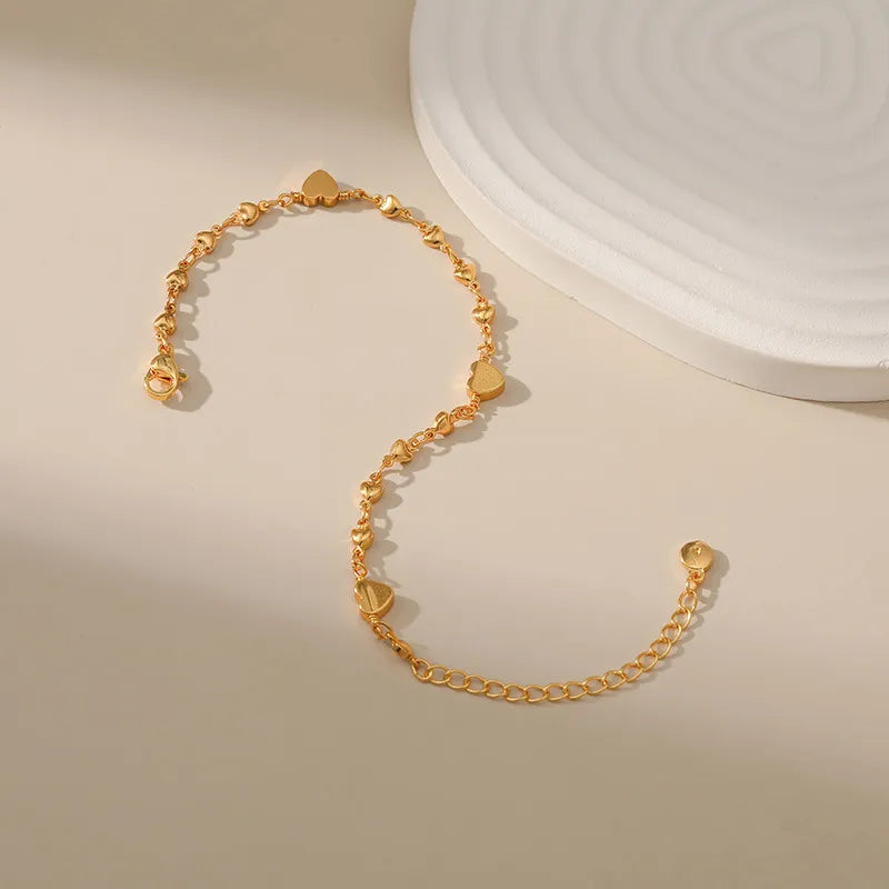 Romantic European Love Heart Inspired Chain Bracelet set in 18K Gold Plating Capella Jewellery