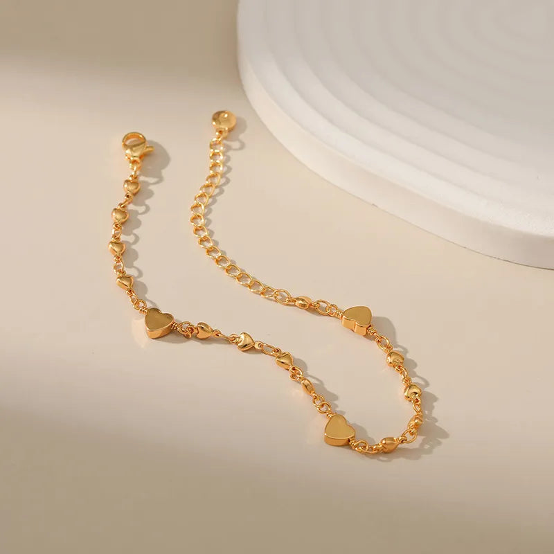 Romantic European Love Heart Inspired Chain Bracelet set in 18K Gold Plating Capella Jewellery