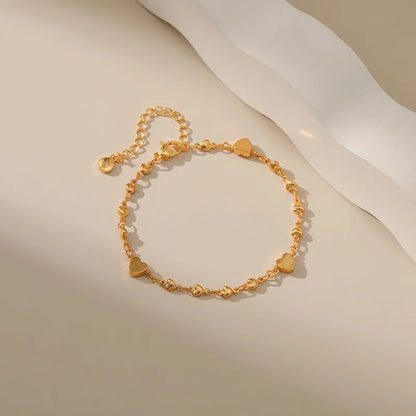 Romantic European Love Heart Inspired Chain Bracelet set in 18K Gold Plating Capella Jewellery