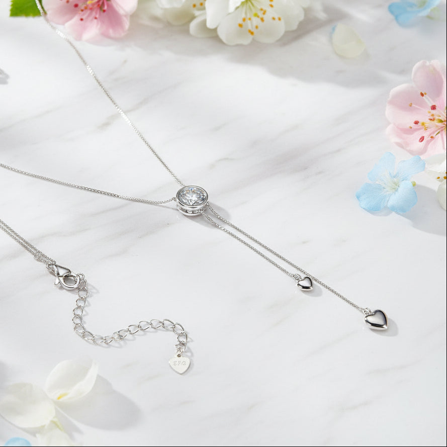 American Hearts 0.5 Carat Moissanite Diamond Pendant set in Platinum Plated 925 Silver (GRA)