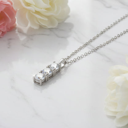 Italian Three Stones 1.5 Carat Moissanite Pendant set in Platinum Plated 925 Sterling Silver (GRA) Capella Jewellery