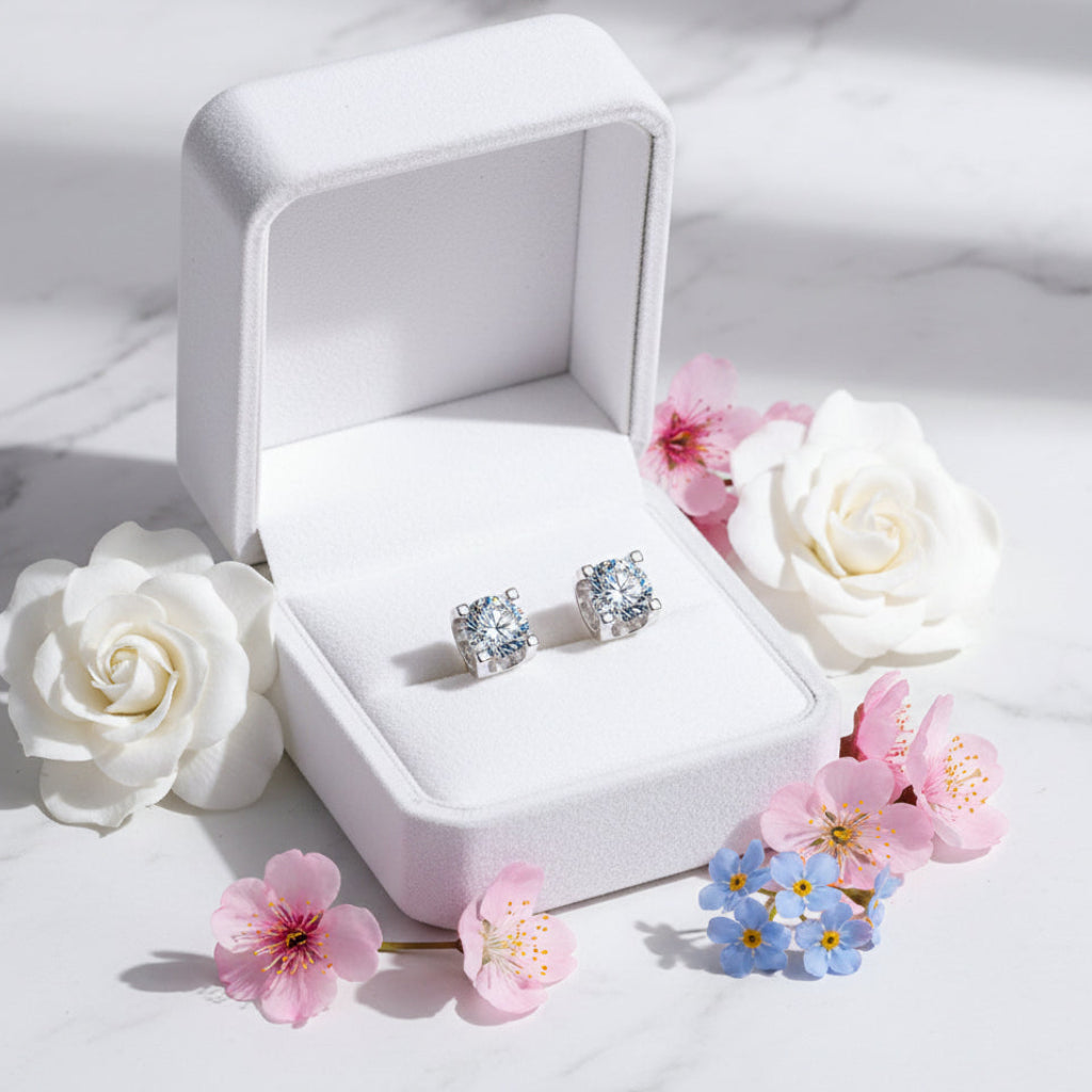 Italian Bull Head Design 2 Carat Moissanite Diamond Earrings set in Platinum Plated 925 Silver (GRA)