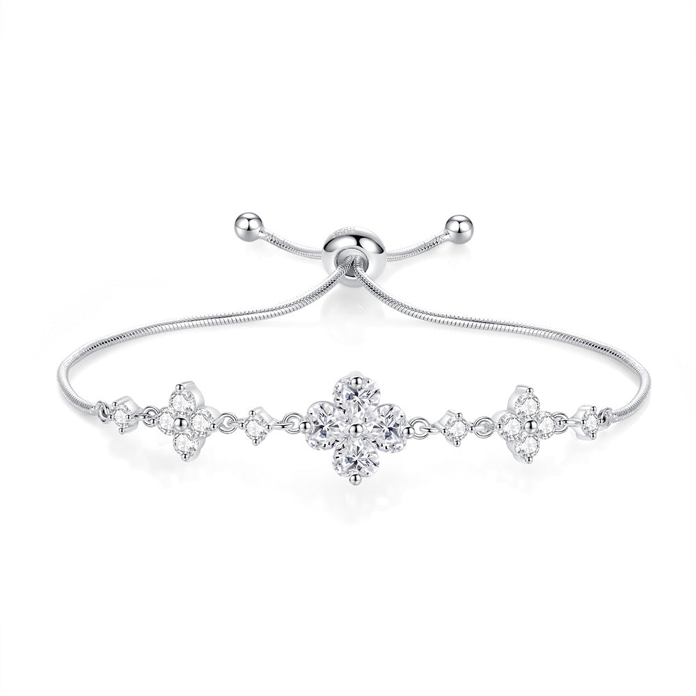 Chinese Fairy Tale Floral Inspired Natural Zircon Bracelet set in 925 Sterling Silver