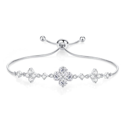 Fairy Tale Floral Design Natural Zircon Gemstone Bracelet in 18K White Gold Plated 925 Silver Capella Jewellery