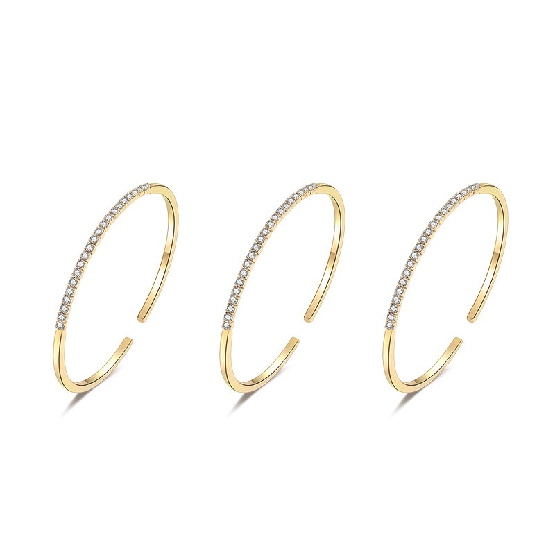 Fairy Tale Three Rings Micro Pave Natural Zircon Gemstone Bracelets set in 18K Gold Plating