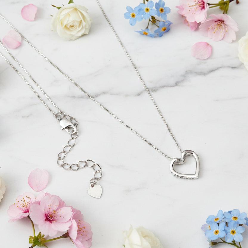 Classic French design Heart Micro Inlaid Moissanite Diamond Pendant set in 925 Sterling Silver