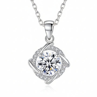 European Lucky Windmill 1 Carat Moissanite set in 18K White Gold Plated 925 Silver (GRA) Capella Jewellery