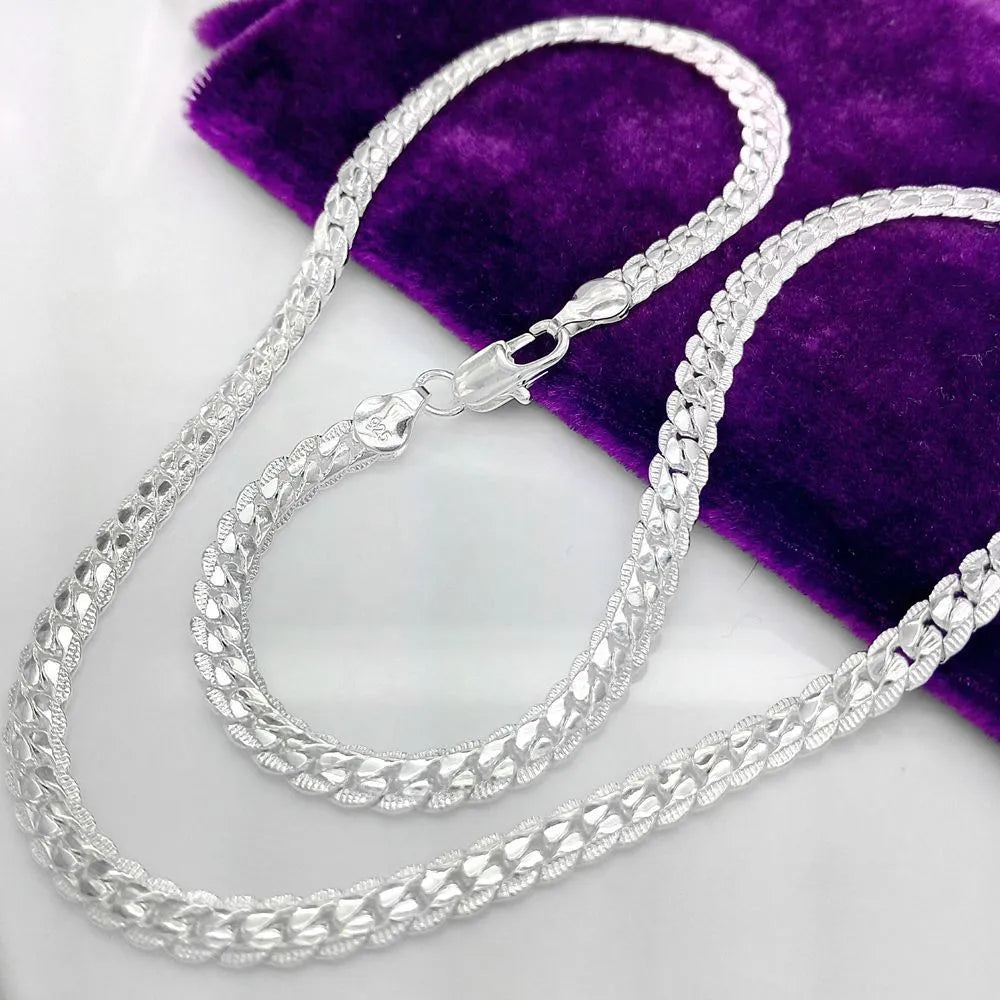 Classic Italian Inspired 5mm Side Chain Design Matching Necklace and Bracelet set in 18K Gold Plating Capella Jewellery