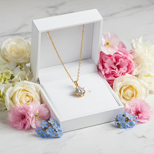Starry Night 1 Carat Moissanite Diamond Pendant Necklace set in 18K Gold Plated 925 Silver (GRA)