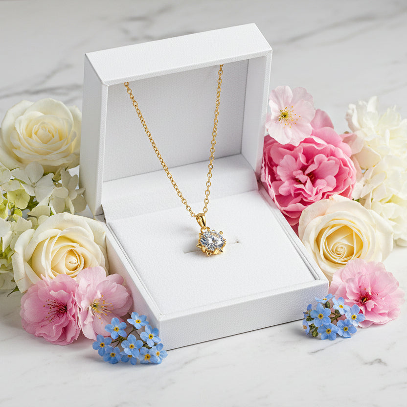 Starry Night 1 Carat Moissanite Diamond Pendant set in 18K Gold Plated 925 Silver (GRA)