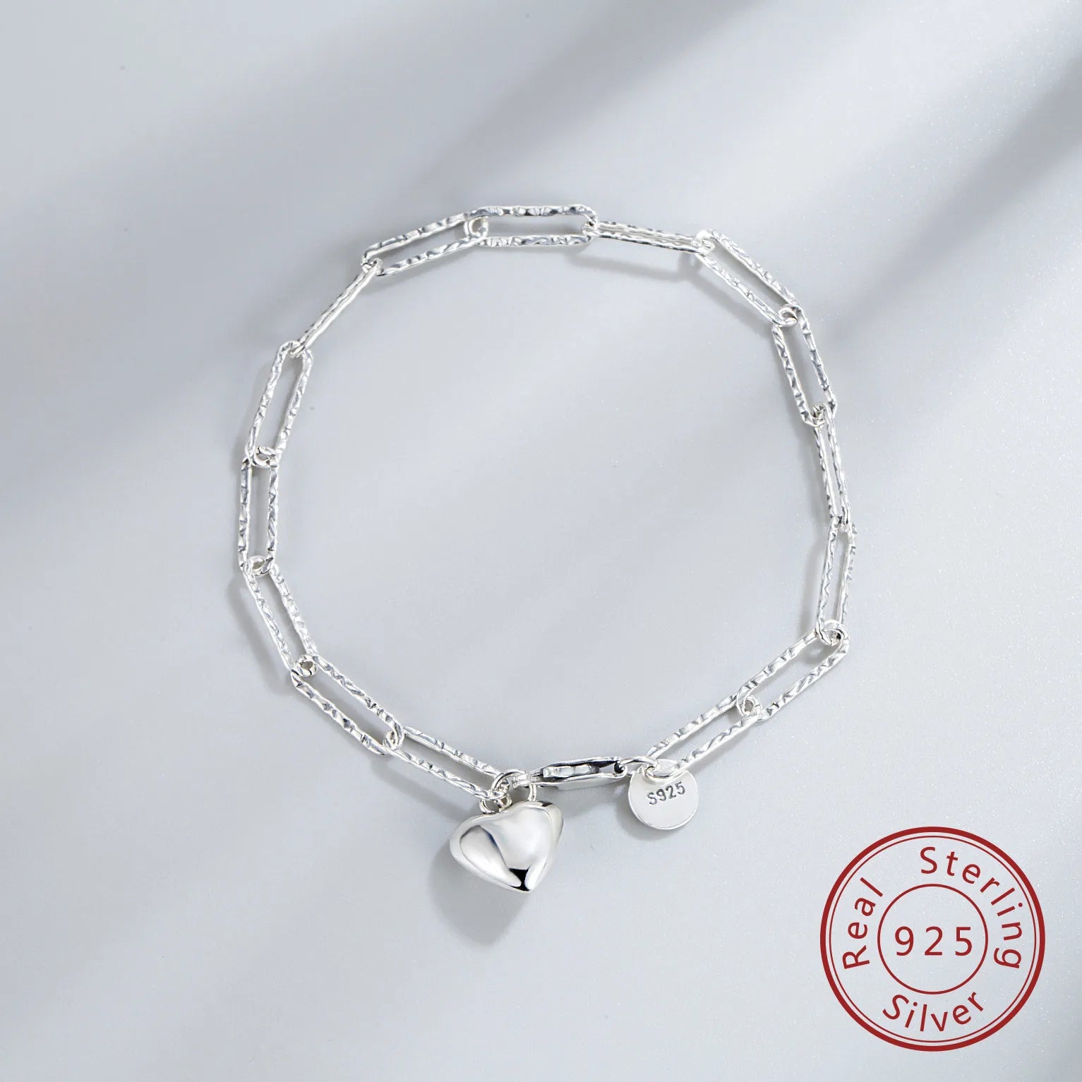 European Beautiful Heart Paper Clip Design Bracelet set in 18K Gold Plated 925 Sterling Silver Capella Jewellery